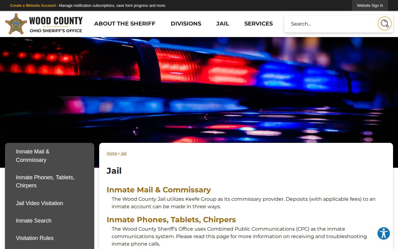 Wood County Jail official inmate directory route