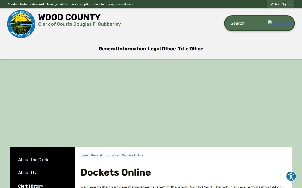 Wood County Clerk Dockets Online for booking case disposition